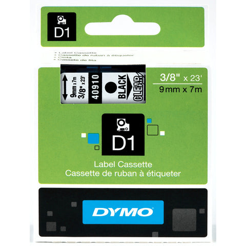 Dymo 3/8" Black on Clear D1 Tape - 40910 (S0720670)