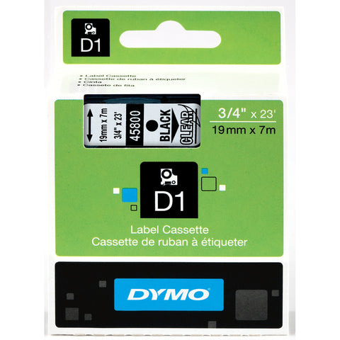 Dymo 3/4" Black on Clear D1 Tape - 45800