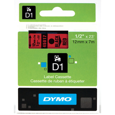 Dymo 1/2" Black on Red D1 Tape - 45017
