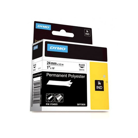 Dymo RhinoPro 1" Black on White Permanent Polyester Tape - 1734523