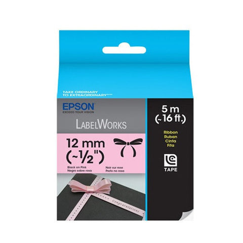 Epson LabelWorks™ 1/2" Black on Pink Ribbon LC-4PBK5
