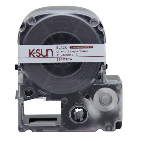 K-Sun 1" Black on White "Magnet" Tape - 224MTBW