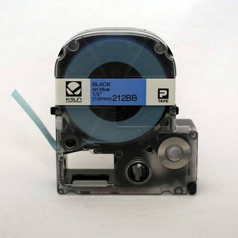 K-Sun 1/2" Black on Blue Tape - 212BB