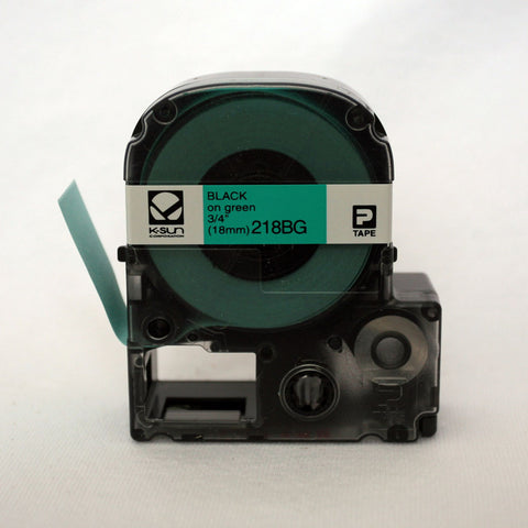 K-Sun 3/4" Black on Green Tape - 218BG