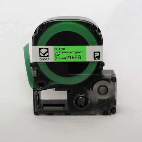 K-Sun 3/4" Black on Fluorescent Green Tape - 218FG