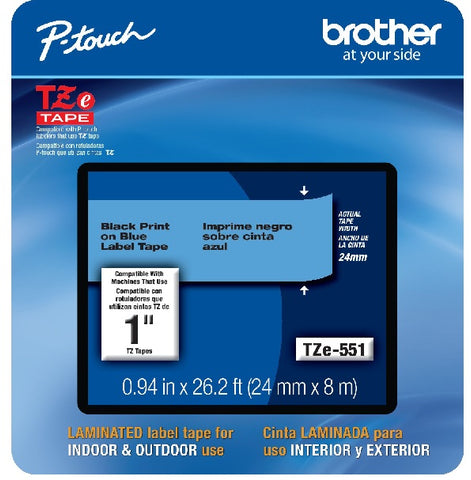 Brother 1" Black on Blue Tape - TZe551