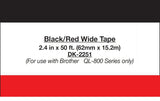 Brother Continuous Length Black/Red on White Paper Tape  - DK2251