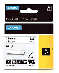 Dymo RhinoPro 1" Black on White Vinyl Tape - 1805430