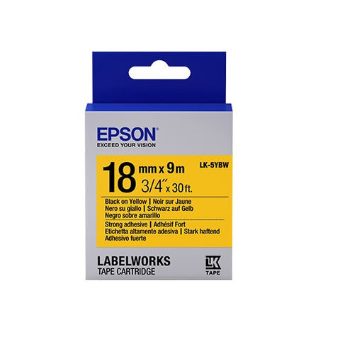 Epson LK-5YBW 3/4" Black on Yellow Tape Strong Adhesive