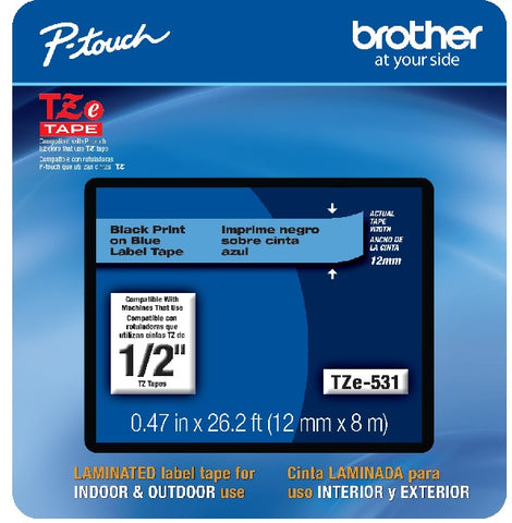 Brother 1/2" Black on Blue Tape - TZe531